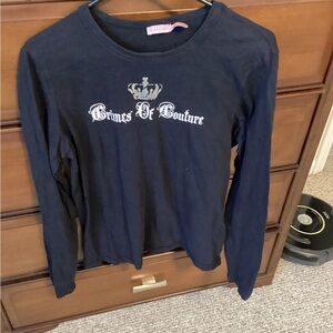 Juicy Couture Size XL Y2K Black Long Sleeve Top